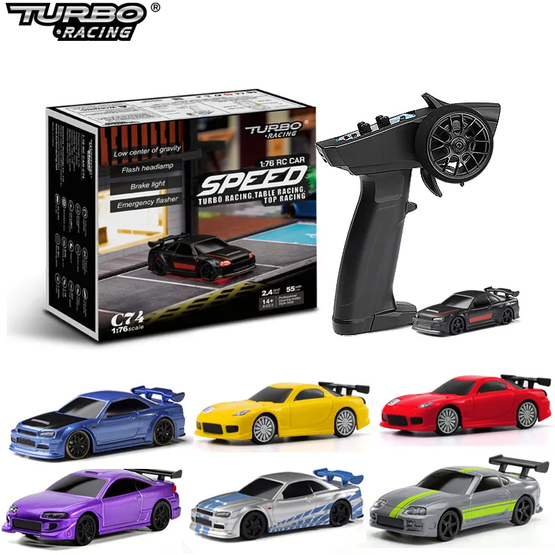 Turbo Racing 1:76 C64 C73 C72 C74 Drift RC Car With Gyro Radio Full Proportional Remote Control Toys RTR Kit For Kids and Adults 1