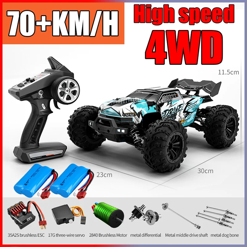 Rc Car Off Road 4x4 High Speed 75KM/H Remote Control Car With LED Headlight Brushless 4WD 1/16 Monster Truck Toys For Boys Gift 1