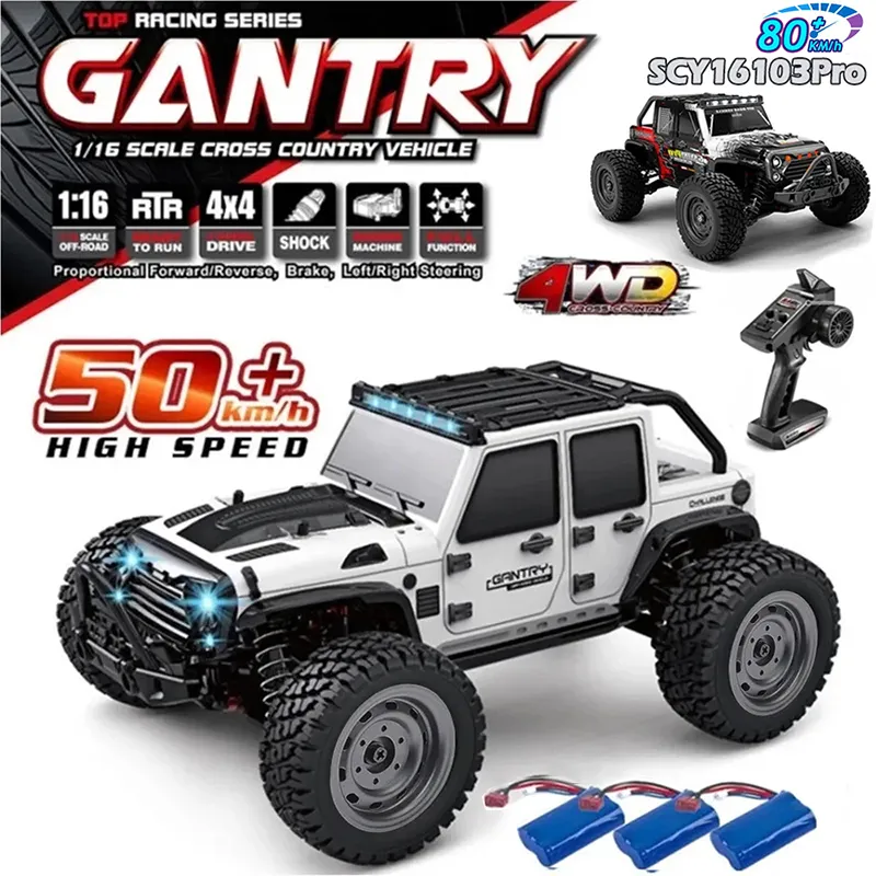 50 or 80KM/h Rc Cars Off Road 4WD Racing Car Lighting 2.4G Brushless High Speed Radio Waterproof Truck Remote Control Toy Kids 1