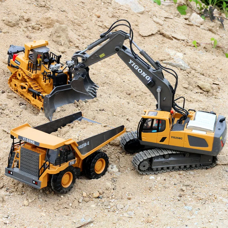 Children 2.4G Remote Control Excavator RC Model Car Toys Dump Truck Bulldozer Engineering Vehicle Christmas Birthday Gifts 1