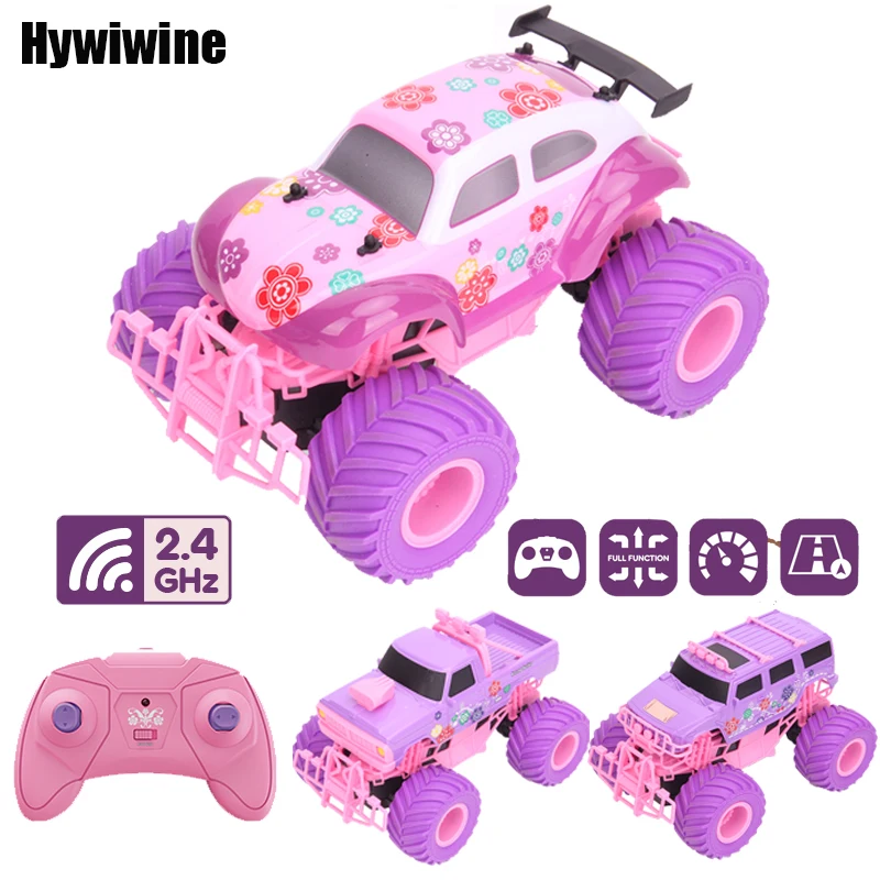 Pink RC Car Electric Drive Off-Road Big Wheel High Speed Purple Remote Control Trucks Girls Toys for Children 1