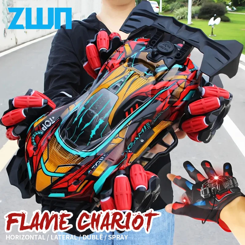 ZWN F1 RC Drift Car With Music Led Lights 2.4G Glove Gesture Radio Remote Control Stunt Cars 4WD Electric Children Toy vs Wltoys 1